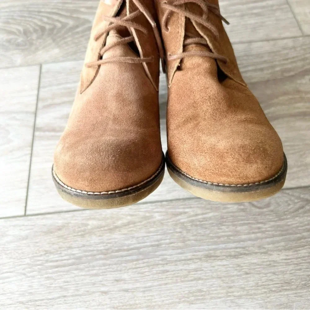 Locale Tan Suede Leather Lace Up Ankle Boots Made in Portugal